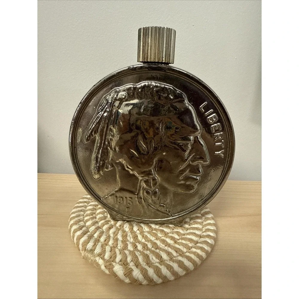 Vintage AVON -Buffalo head Nickel 1/2 Full- Wild Country After Shave Bottle